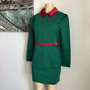 Dasap Green & Red Princess Sleeve Dress